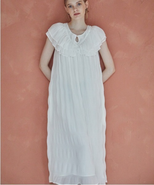 エラディエ　ワンピース セール】Border Pleated Long one-piece ボーダープリーツロング