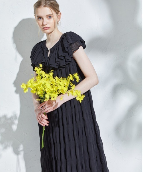 エラディエ　ワンピース セール】Border Pleated Long one-piece ボーダープリーツロング