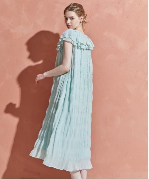 ERADIE(エラディエ)の「Border Pleated Long one-piece ボーダープリーツロングワンピース(ワンピース・レディース・ホワイト/ブラック/ミント/サーモンピンク・FREE)」の18枚目の写真