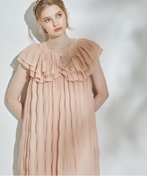ERADIE(エラディエ)の「Border Pleated Long one-piece ボーダープリーツロングワンピース(ワンピース・レディース・ホワイト/ブラック/ミント/サーモンピンク・FREE)」の13枚目の写真
