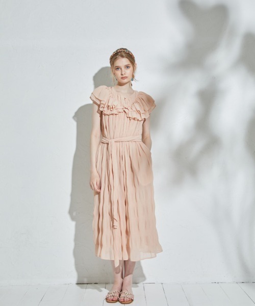 ERADIE(エラディエ)の「Border Pleated Long one-piece ボーダープリーツロングワンピース(ワンピース・レディース・ホワイト/ブラック/ミント/サーモンピンク・FREE)」の14枚目の写真