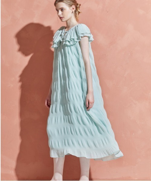 ERADIE(エラディエ)の「Border Pleated Long one-piece ボーダープリーツロングワンピース(ワンピース・レディース・ホワイト/ブラック/ミント/サーモンピンク・FREE)」の16枚目の写真