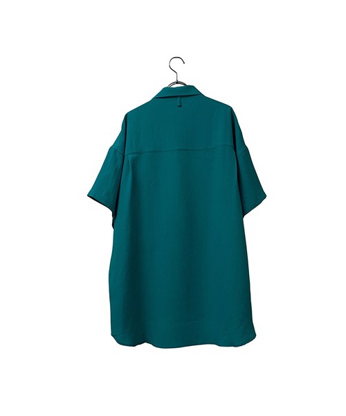 INTERPLAY】Open Collar S/S Over Size Shirt【3:Solid