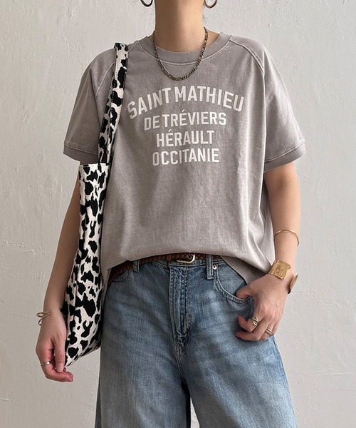 LBC(エルビーシー)の「製品染めプリントTシャツ(Tシャツ/カットソー・レディース・パープル/クリアグリーン/ライトピンク/チャコールグレー/レッド/ライトブルー/ベージュ/ダークグレー・M)」の4枚目の写真