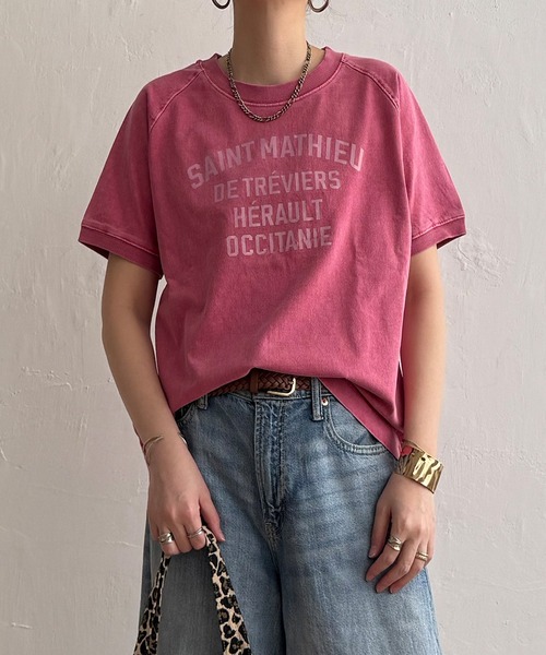 LBC(エルビーシー)の「製品染めプリントTシャツ(Tシャツ/カットソー・レディース・パープル/クリアグリーン/ライトピンク/チャコールグレー/レッド/ライトブルー/ベージュ/ダークグレー・M)」の8枚目の写真