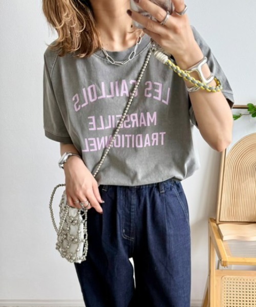 LBC(エルビーシー)の「製品染めプリントTシャツ(Tシャツ/カットソー・レディース・パープル/クリアグリーン/ライトピンク/チャコールグレー・M)」の2枚目の写真