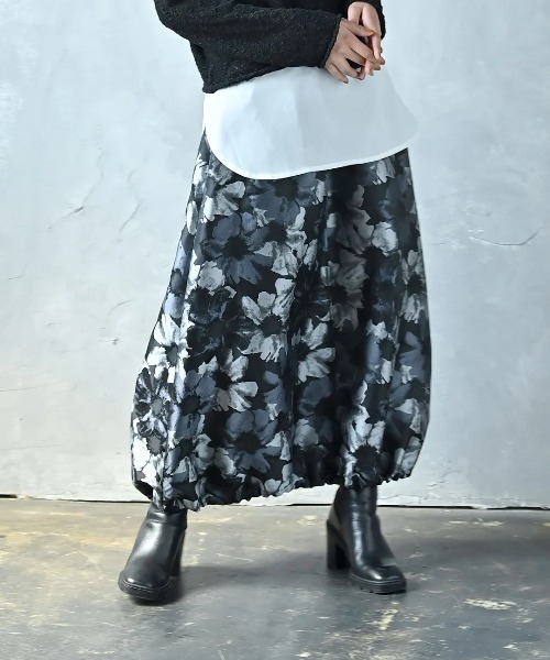 フラワージャガードバルーンスカート（スカート）｜funda mine