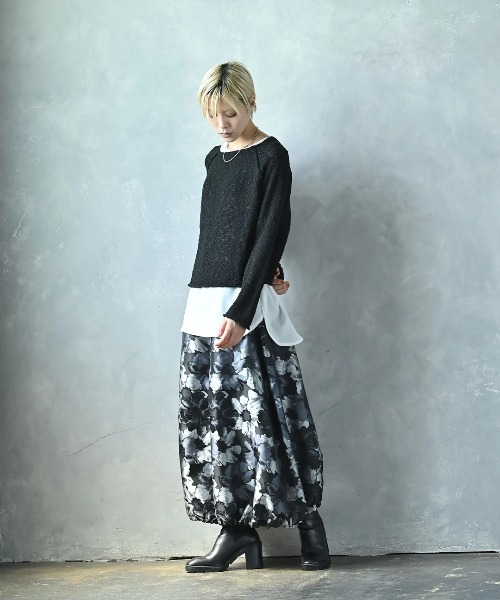 フラワージャガードバルーンスカート（スカート）｜funda mine