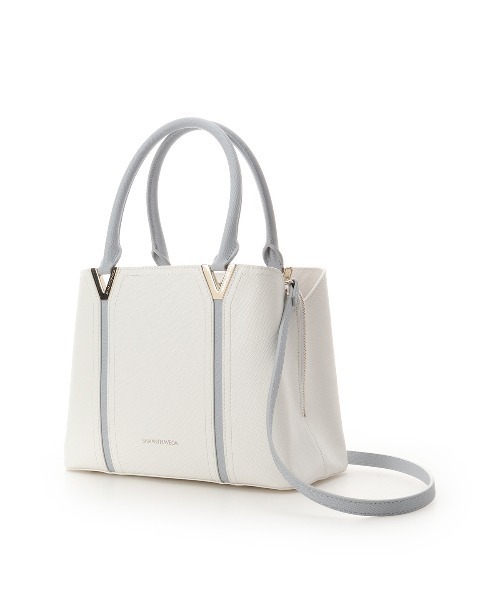 SAMANTHAVEGA(サマンサベガ)の「Vカットハンドバッグ(ハンドバッグ・レディース・ホワイト/グレイッシュベージュ/ブラック・FREE)」の4枚目の写真