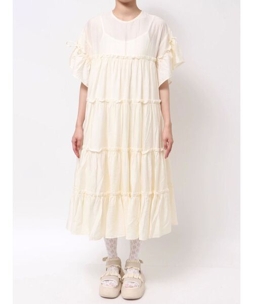 merry jenny（メリージェニー）の「ティアードティアードスリーブワンピース（ワンピース・レディース・グレー/ブルー/アイボリー・FREE）」の4枚目の写真