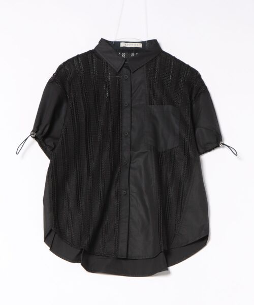 ブラウス シャツ メッシュ切替5分袖シャツ レディース セール】メッシュ切替5分袖シャツ（シャツ/ブラウス）｜BITTOKO