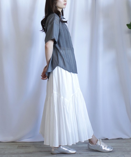 ブラウス シャツ メッシュ切替5分袖シャツ レディース セール】メッシュ切替5分袖シャツ（シャツ/ブラウス）｜BITTOKO