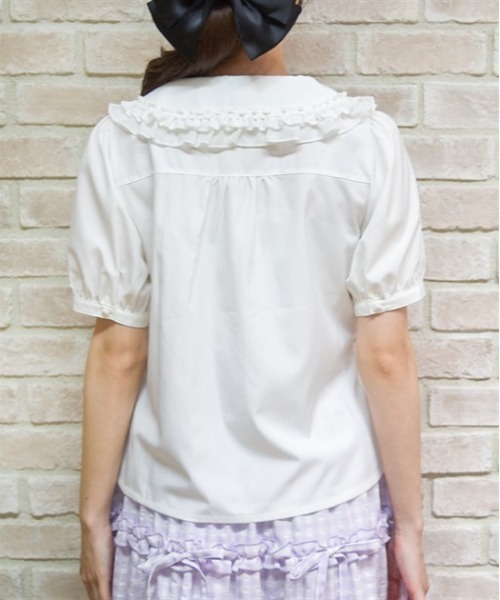 axes femme POETIQUE（アクシーズファムポエティック）の「リボンフリル半袖ブラウス（シャツ/ブラウス・レディース・ホワイト/キナリ/モカ・MEDIUM）」の6枚目の写真