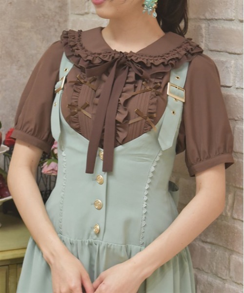 axes femme POETIQUE（アクシーズファムポエティック）の「リボンフリル半袖ブラウス（シャツ/ブラウス・レディース・ホワイト/キナリ/モカ・MEDIUM）」の9枚目の写真