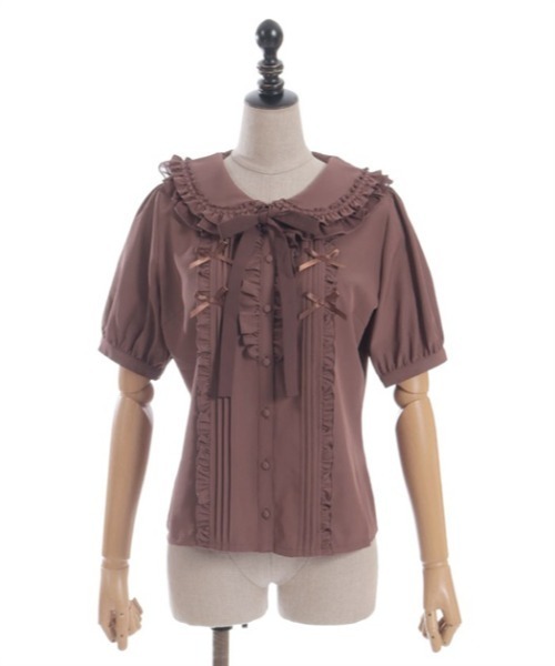 axes femme POETIQUE（アクシーズファムポエティック）の「リボンフリル半袖ブラウス（シャツ/ブラウス・レディース・ホワイト/キナリ/モカ・MEDIUM）」の10枚目の写真