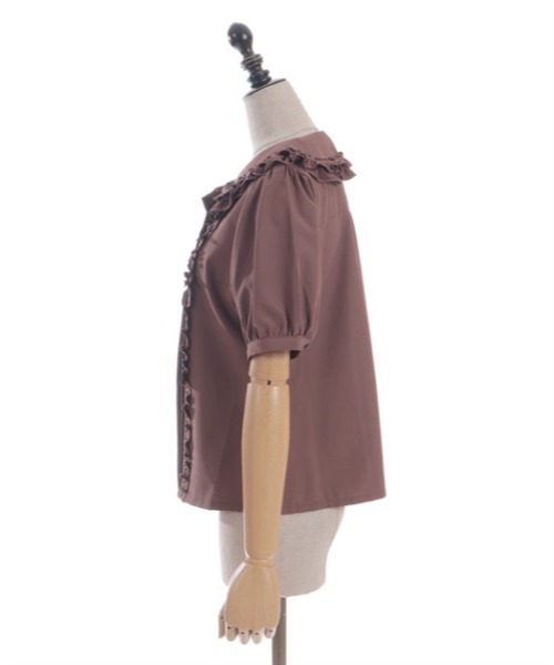 リボンフリル半袖ブラウス モカ axes femme POETIQUE リボンフリル半袖ブラウス【期間限定価格】 | レディース服