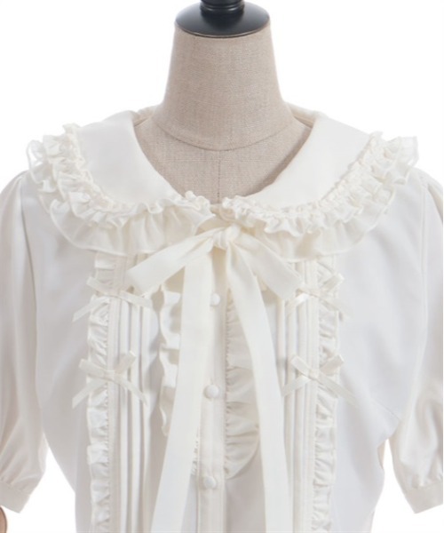 axes femme POETIQUE（アクシーズファムポエティック）の「リボンフリル半袖ブラウス（シャツ/ブラウス・レディース・ホワイト/キナリ/モカ・MEDIUM）」の21枚目の写真