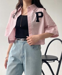 AS KNOW AS plus（アズノゥアズプラス）の「●ユニークアソートデザイン 半袖ショート丈シャツ（ワッペン・ドロスト・レース）（シャツ/ブラウス）」