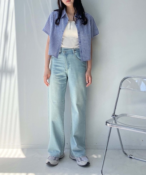 AS KNOW AS plus(アズノゥアズプラス)の「●ユニークアソートデザイン 半袖ショート丈シャツ(ワッペン・ドロスト・レース)(シャツ/ブラウス・レディース・グレー系/ピンク系/ブルー系・FREE)」の18枚目の写真