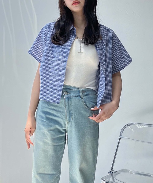 AS KNOW AS plus(アズノゥアズプラス)の「●ユニークアソートデザイン 半袖ショート丈シャツ(ワッペン・ドロスト・レース)(シャツ/ブラウス・レディース・グレー系/ピンク系/ブルー系・FREE)」の16枚目の写真