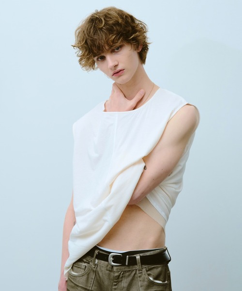 CAMPHOR WOOD(カンファーウッド)の「reversible layered sleeveless cutsew / リバーシブルレイヤードメッシュスリーブレスカットソー(タンクトップ・メンズ・Black/White・SMALL/MEDIUM/LARGE)」の21枚目の写真