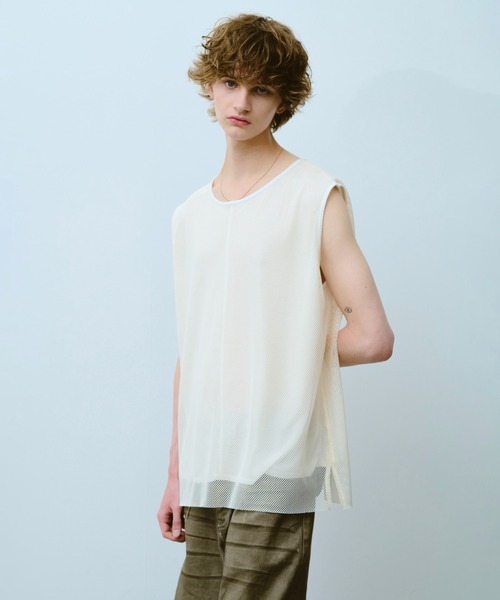 CAMPHOR WOOD(カンファーウッド)の「reversible layered sleeveless cutsew / リバーシブルレイヤードメッシュスリーブレスカットソー(タンクトップ・メンズ・Black/White・SMALL/MEDIUM/LARGE)」の14枚目の写真