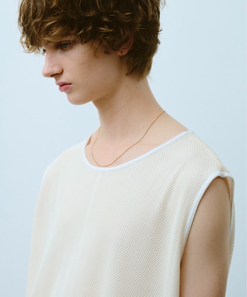 CAMPHOR WOOD(カンファーウッド)の「reversible layered sleeveless cutsew / リバーシブルレイヤードメッシュスリーブレスカットソー(タンクトップ・メンズ・Black/White・SMALL/MEDIUM/LARGE)」の10枚目の写真