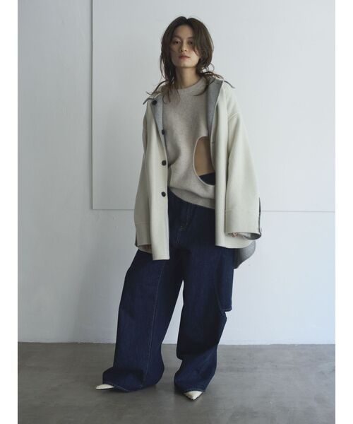 Htage(テージ)の「【Htage】リバーシブルビッグシルエットリバーコート(その他アウター・レディース・ブラック/ライトグレー・FREE)」の2枚目の写真