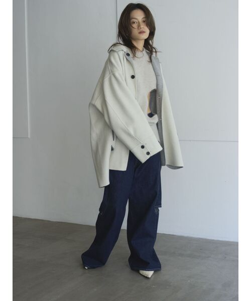 Htage(テージ)の「【Htage】リバーシブルビッグシルエットリバーコート(その他アウター・レディース・ブラック/ライトグレー・FREE)」の4枚目の写真