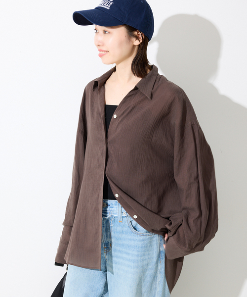 SLOBE IENA(スローブイエナ)の「シアーコットンギャザースリーブシャツ(シャツ/ブラウス・レディース・スカイブルー/ブラウン/ベージュ・FREE)」の2枚目の写真