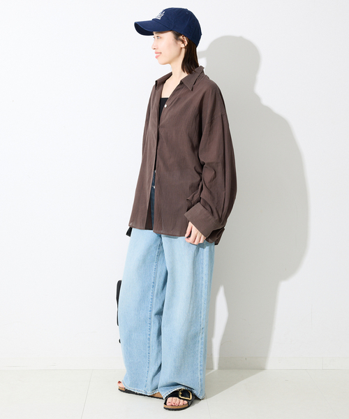 SLOBE IENA(スローブイエナ)の「シアーコットンギャザースリーブシャツ(シャツ/ブラウス・レディース・スカイブルー/ブラウン/ベージュ・FREE)」の5枚目の写真