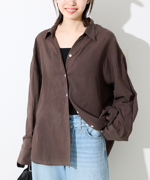 SLOBE IENA(スローブイエナ)の「シアーコットンギャザースリーブシャツ(シャツ/ブラウス・レディース・スカイブルー/ブラウン/ベージュ・FREE)」の8枚目の写真