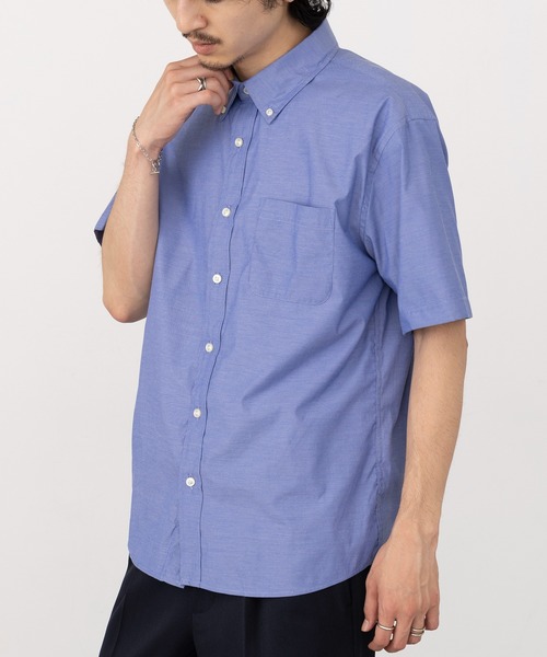 セール】【A by MAGASIN DE MODE】〈立衿〉T/Cﾌﾞﾛｰﾄﾞ無地B/Dｼｬﾂ