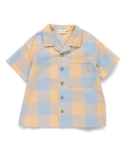 BRANSHES（ブランシェス）の「【おそろい/綿100％】ブロックチェック半袖シャツ（シャツ/ブラウス・キッズ・ピンク/グリーン・90/100/120/150/130/140/110）」の5枚目の写真