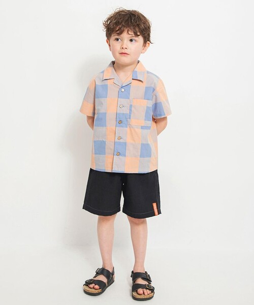 BRANSHES（ブランシェス）の「【おそろい/綿100％】ブロックチェック半袖シャツ（シャツ/ブラウス・キッズ・ピンク/グリーン・90/100/120/150/130/140/110）」の4枚目の写真