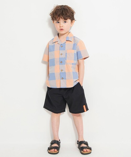 BRANSHES（ブランシェス）の「【おそろい/綿100％】ブロックチェック半袖シャツ（シャツ/ブラウス・キッズ・ピンク/グリーン・90/100/120/150/130/140/110）」の3枚目の写真
