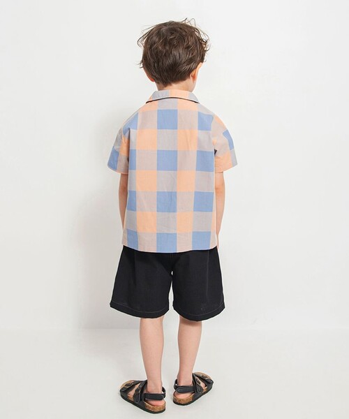 BRANSHES（ブランシェス）の「【おそろい/綿100％】ブロックチェック半袖シャツ（シャツ/ブラウス・キッズ・ピンク/グリーン・90/100/120/150/130/140/110）」の16枚目の写真