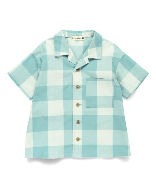 BRANSHES（ブランシェス）の「【おそろい/綿100％】ブロックチェック半袖シャツ（シャツ/ブラウス・キッズ・ピンク/グリーン・90/100/120/150/130/140/110）」の13枚目の写真