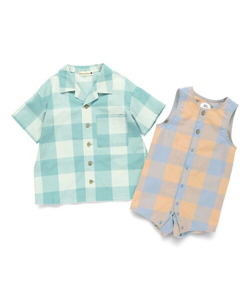 BRANSHES（ブランシェス）の「【おそろい/綿100％】ブロックチェック半袖シャツ（シャツ/ブラウス・キッズ・ピンク/グリーン・90/100/120/150/130/140/110）」の8枚目の写真