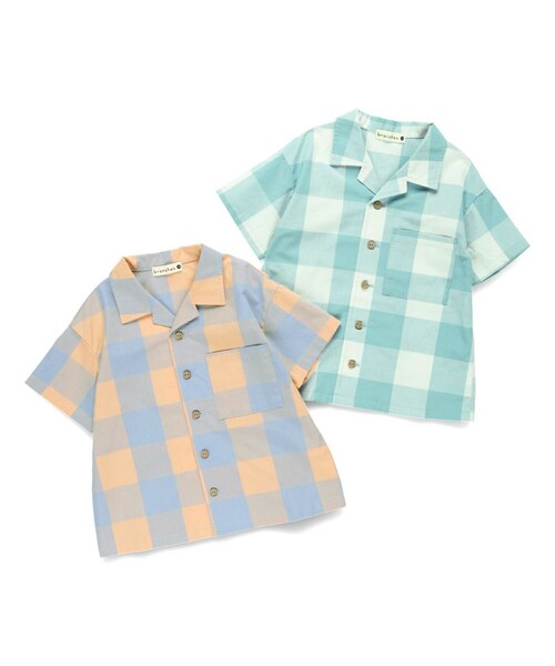 BRANSHES（ブランシェス）の「【おそろい/綿100％】ブロックチェック半袖シャツ（シャツ/ブラウス・キッズ・ピンク/グリーン・90/100/120/150/130/140/110）」の7枚目の写真
