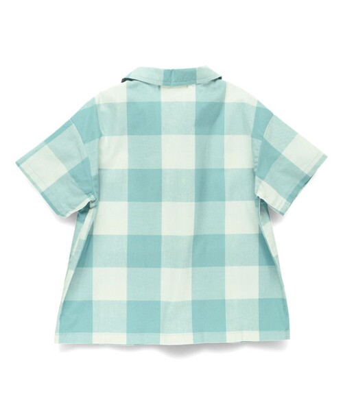 BRANSHES（ブランシェス）の「【おそろい/綿100％】ブロックチェック半袖シャツ（シャツ/ブラウス・キッズ・ピンク/グリーン・90/100/120/150/130/140/110）」の6枚目の写真