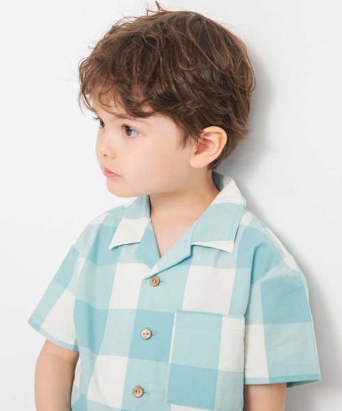 BRANSHES（ブランシェス）の「【おそろい/綿100％】ブロックチェック半袖シャツ（シャツ/ブラウス・キッズ・ピンク/グリーン・90/100/120/150/130/140/110）」の20枚目の写真