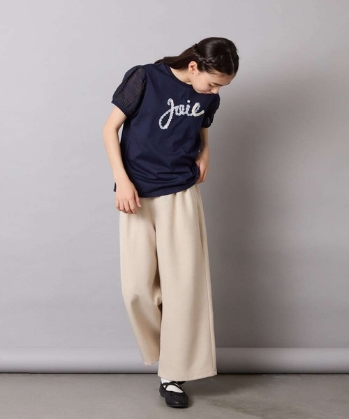 a.v.v（アーヴェヴェ）の「【接触冷感/ジメジメ対策】[120-160]パフスリーブロゴトップス（Tシャツ/カットソー・キッズ・ライラック/ネイビー・130/120/140/150/160）」の7枚目の写真