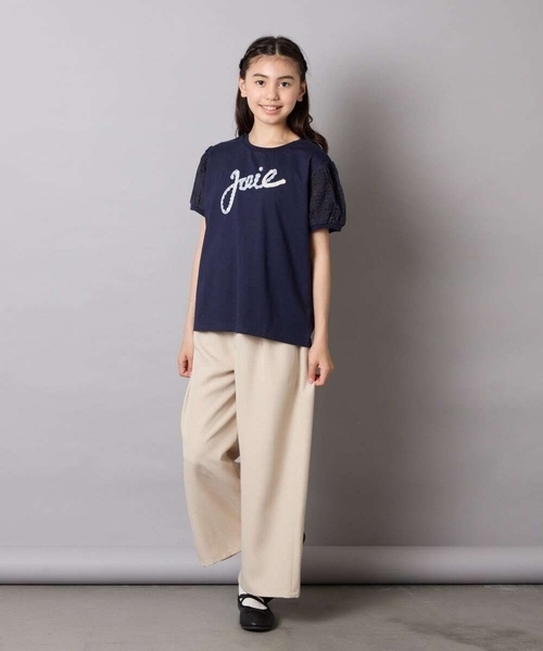 a.v.v（アーヴェヴェ）の「【接触冷感/ジメジメ対策】[120-160]パフスリーブロゴトップス（Tシャツ/カットソー・キッズ・ライラック/ネイビー・130/120/140/150/160）」の10枚目の写真