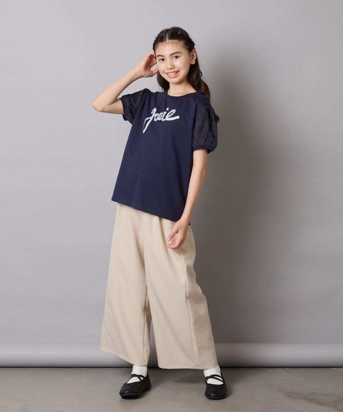 a.v.v（アーヴェヴェ）の「【接触冷感/ジメジメ対策】[120-160]パフスリーブロゴトップス（Tシャツ/カットソー・キッズ・ライラック/ネイビー・130/120/140/150/160）」の11枚目の写真