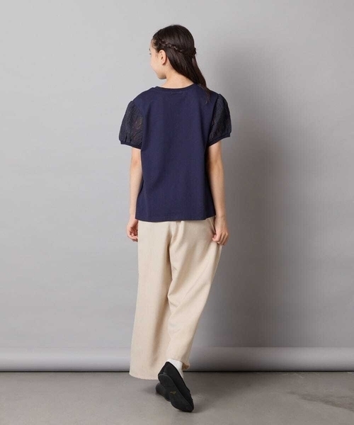 a.v.v（アーヴェヴェ）の「【接触冷感/ジメジメ対策】[120-160]パフスリーブロゴトップス（Tシャツ/カットソー・キッズ・ライラック/ネイビー・130/120/140/150/160）」の13枚目の写真