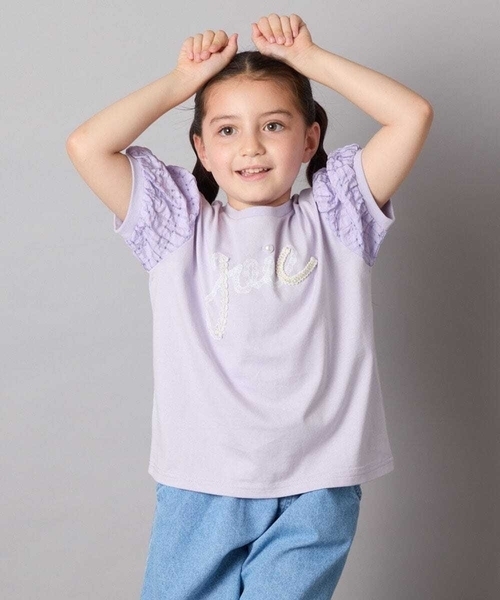 a.v.v（アーヴェヴェ）の「【接触冷感/ジメジメ対策】[120-160]パフスリーブロゴトップス（Tシャツ/カットソー・キッズ・ライラック/ネイビー・130/120/140/150/160）」の15枚目の写真