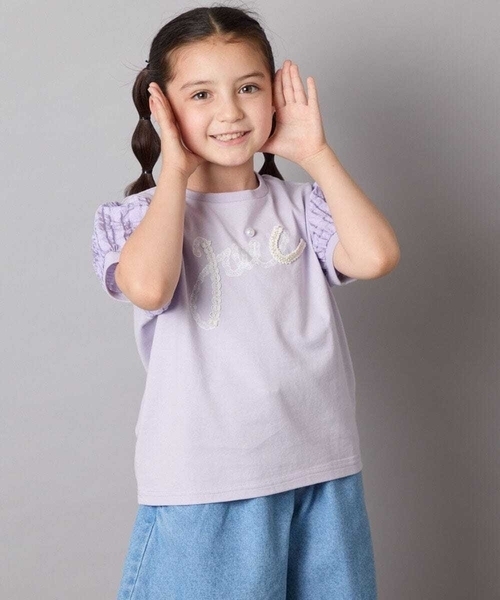 a.v.v（アーヴェヴェ）の「【接触冷感/ジメジメ対策】[120-160]パフスリーブロゴトップス（Tシャツ/カットソー・キッズ・ライラック/ネイビー・130/120/140/150/160）」の16枚目の写真