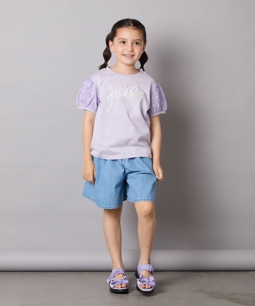 a.v.v（アーヴェヴェ）の「【接触冷感/ジメジメ対策】[120-160]パフスリーブロゴトップス（Tシャツ/カットソー・キッズ・ライラック/ネイビー・130/120/140/150/160）」の18枚目の写真