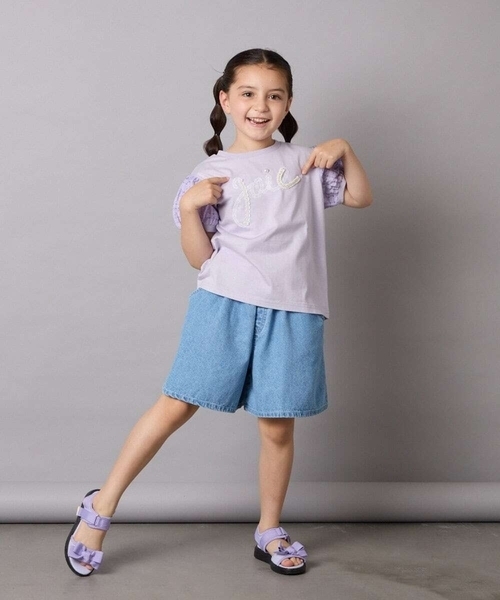 a.v.v（アーヴェヴェ）の「【接触冷感/ジメジメ対策】[120-160]パフスリーブロゴトップス（Tシャツ/カットソー・キッズ・ライラック/ネイビー・130/120/140/150/160）」の21枚目の写真